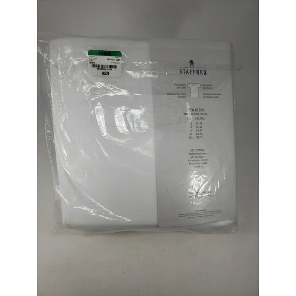 Stafford JCP Large 4 Crew Neck T-Shirts 100% Cotton Ultra Soft NOS Open Package - Picture 11 of 16